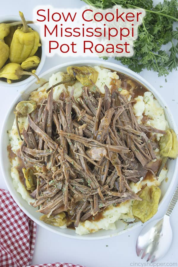 Text on image Slow Cooker Mississippi Pot Roast