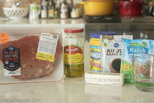 Ingredients to make Pepperoncini Roast