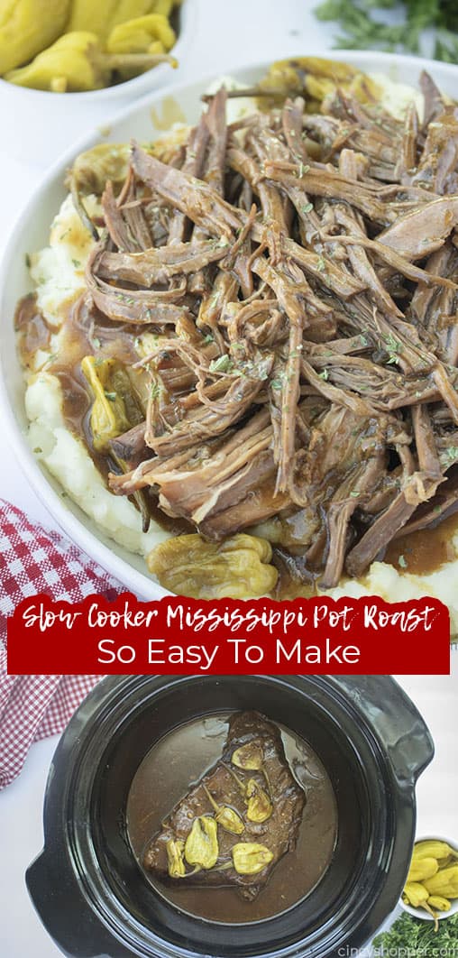 Long pin collage Slow Cooker Mississippi Pot Roast So Easy to Make