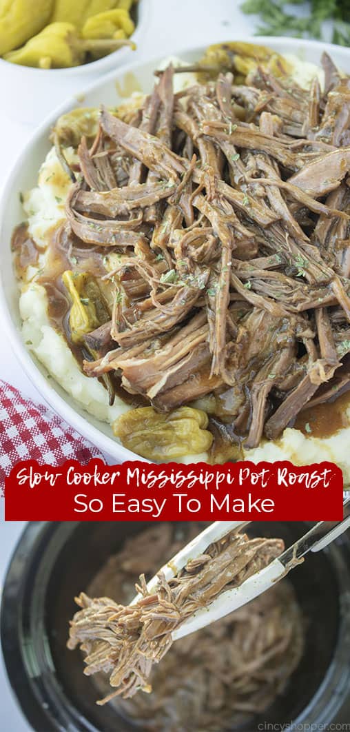 Long pin collage Slow Cooker Mississippi Pot Roast So Easy to Make