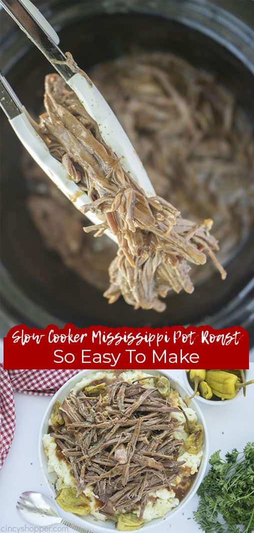 Long pin collage Slow Cooker Mississippi Pot Roast So Easy to Make