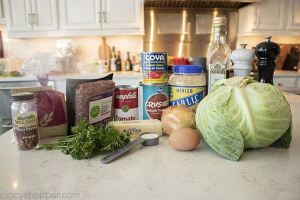Ingredients for The BEST Cabbage Rolls
