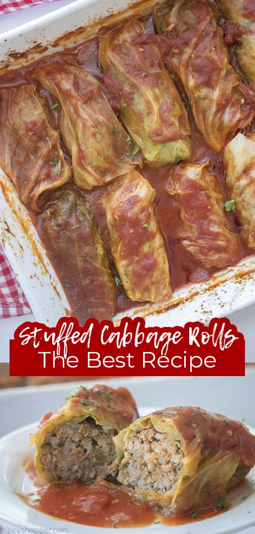 Long pin collage with text Stuffed Cabbage Rolls The Best Recipe