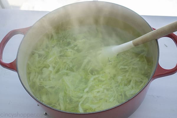 Boiled cabbage in a pot