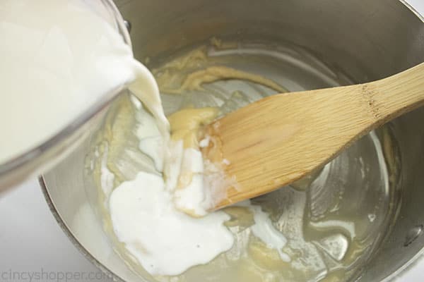 Milk added for béchamel 