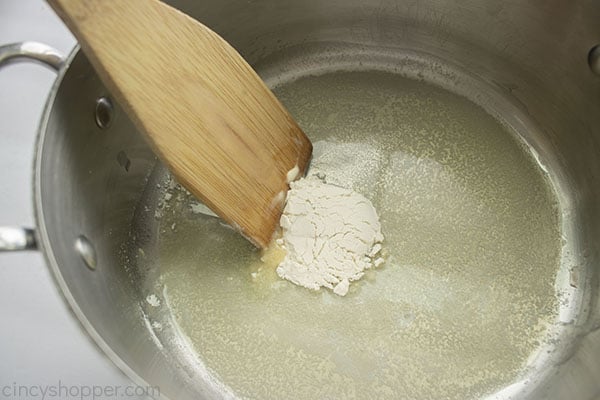 Flour added to melted butter