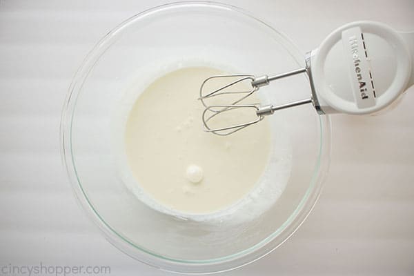 Heavy whipping cream in a bowl