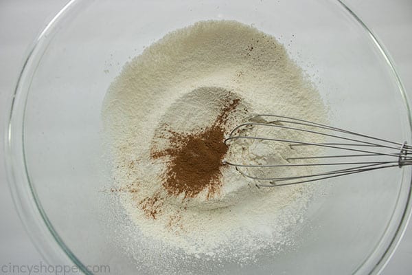 Cinnamon added to sifted ingredients