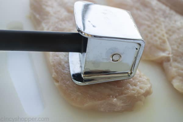 Chicken breast cut in half and pounded thinner