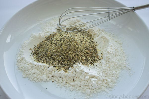 Lemon pepper added to flour