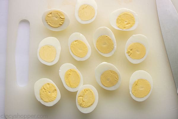 Boiled eggs cut in half