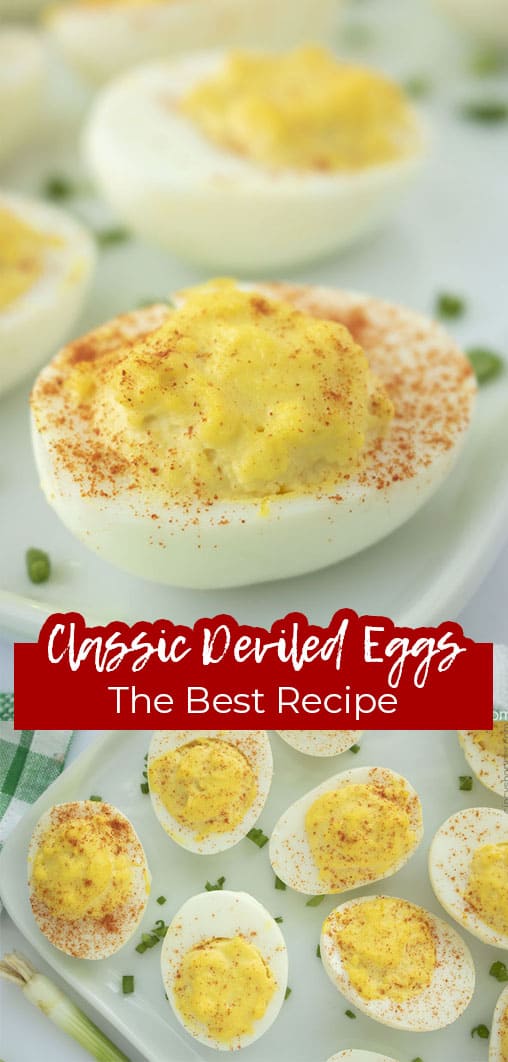 Long pin collage with text Classic Deviled Eggs The Best Recipe 