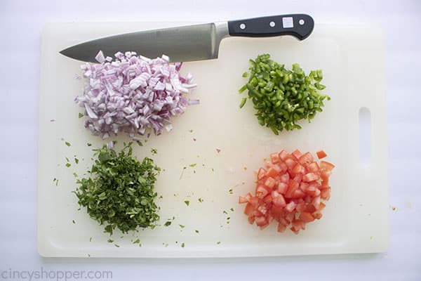 Fresh chopped veggies and herbs