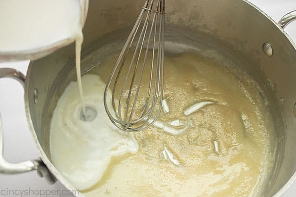 Milk added to make béchamel 