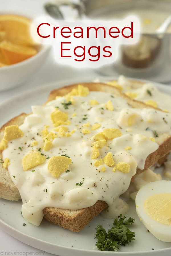 Text on image Creamed Eggs