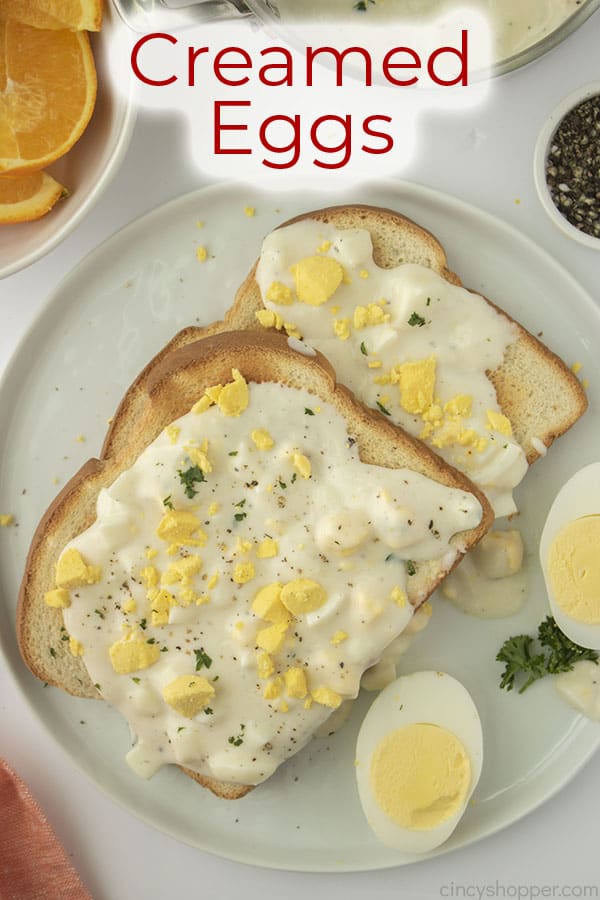 Text on image Creamed Eggs