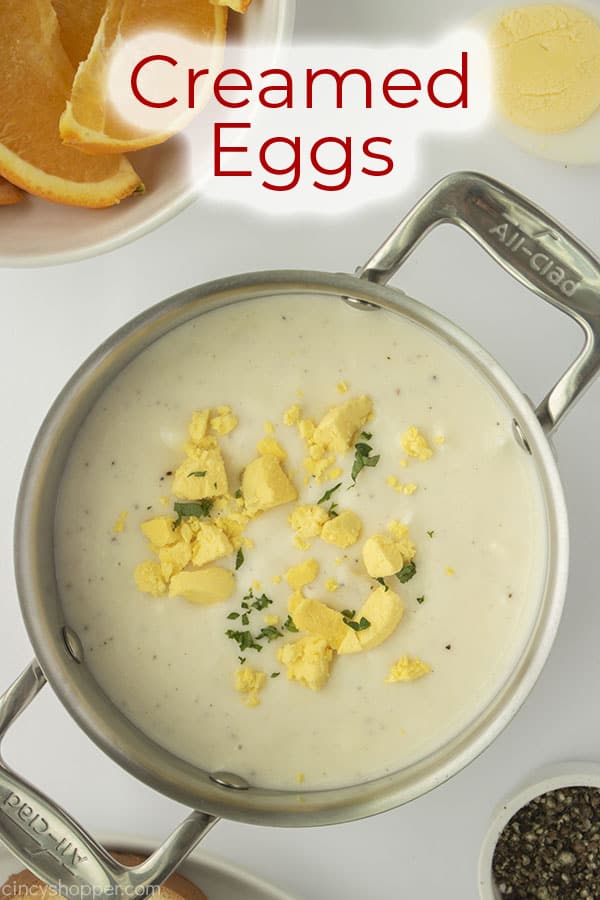 Text on image Creamed Eggs