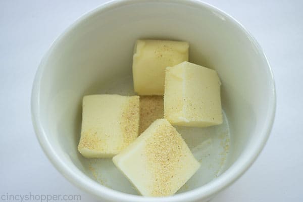 Butter and garlic in a bowl