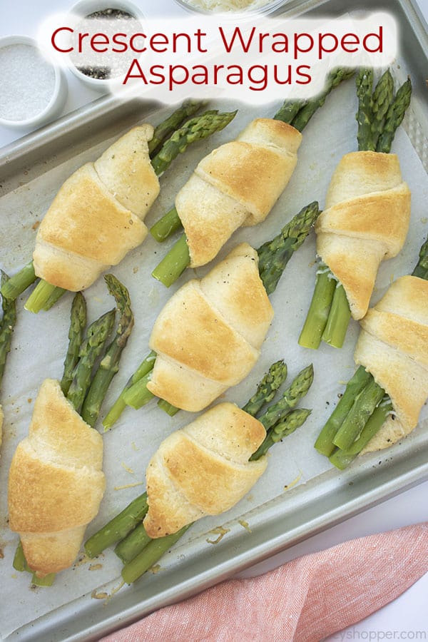Text on image Crescent Wrapped Asparagus