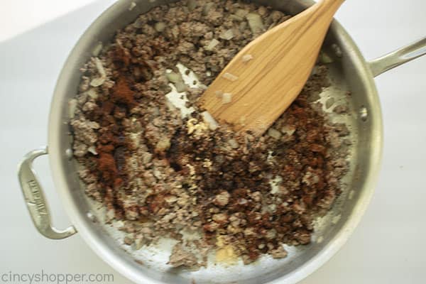 Spices added to cooked and drained ground beef