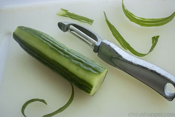 Peeled cucumber for dip