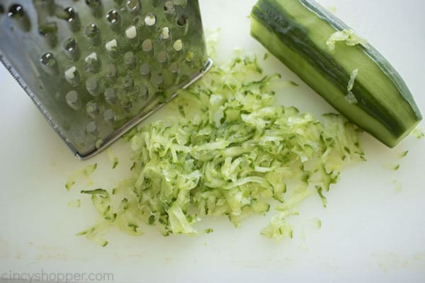 Grated cucumber for Tzatziki Dip