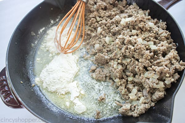 Flour added to melted butter