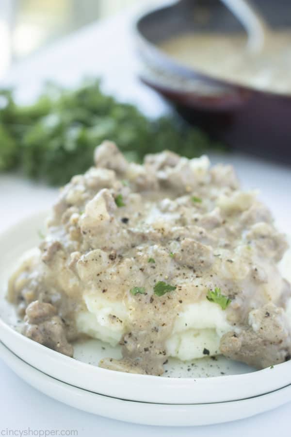 Ground Beef Gravy on potatoes