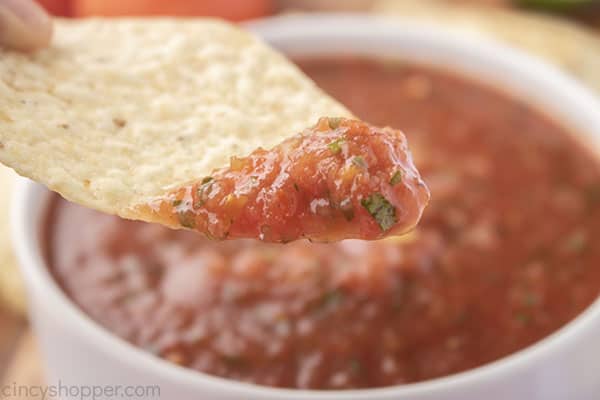 Salsa on a tortilla chip