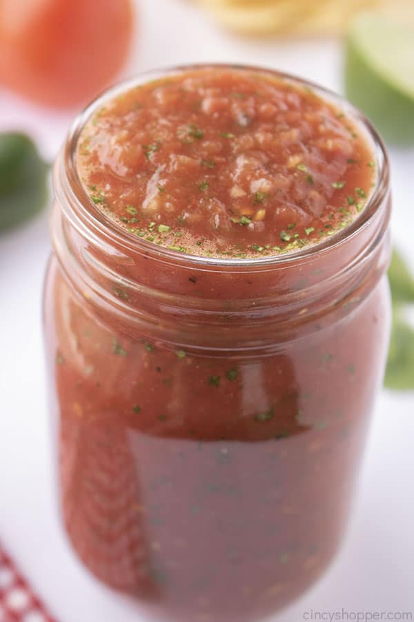 Homemade Blender Salsa in a jar