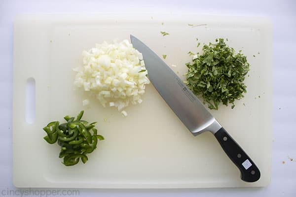 Chopped ingredients for salsa