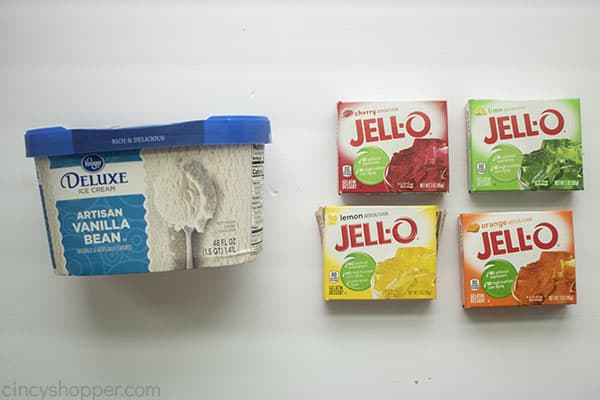 Ingredients for Jello Ice Cream mold