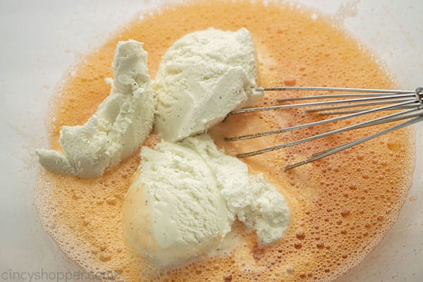 Ice Cream added to orange jell-o