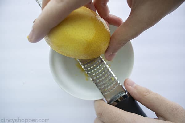 Zesting fresh lemon