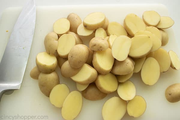 Sliced potatoes