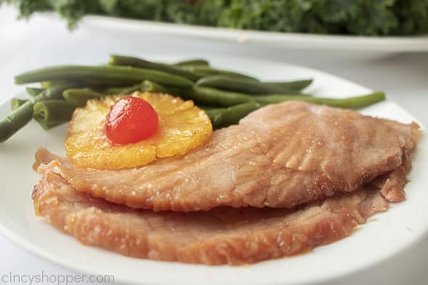 Pineapple Ham slices on plate