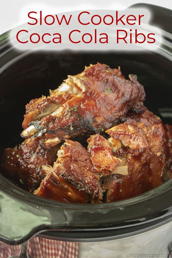 Text on image Slow Cooker Coca Cola Ribs