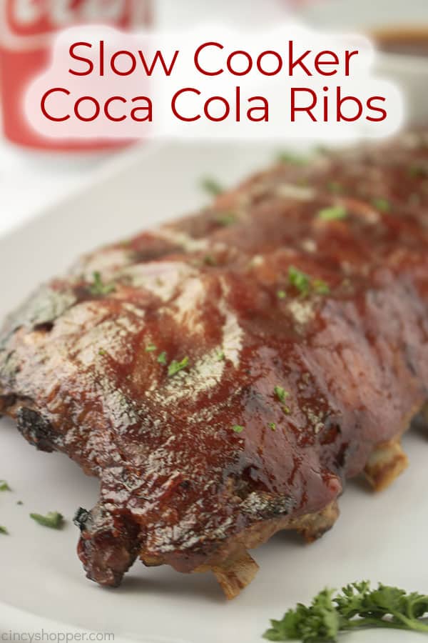 Text on image Slow Cooker Coca Cola Ribs