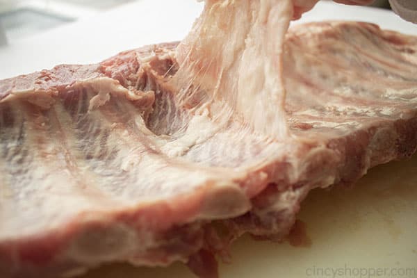 Removing membrane from pork ribs