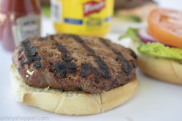 Grilled burger patty on bun