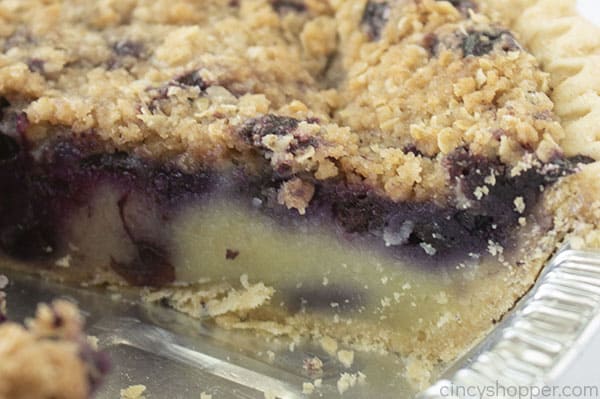Creamy custard pie baked with blueberries