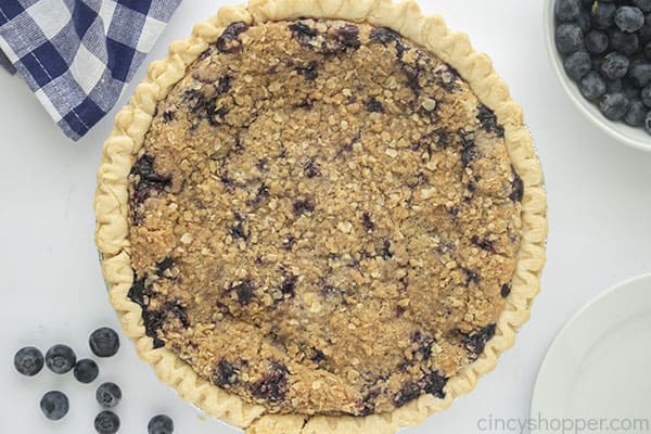 Homemade blueberry pie with crumb topping