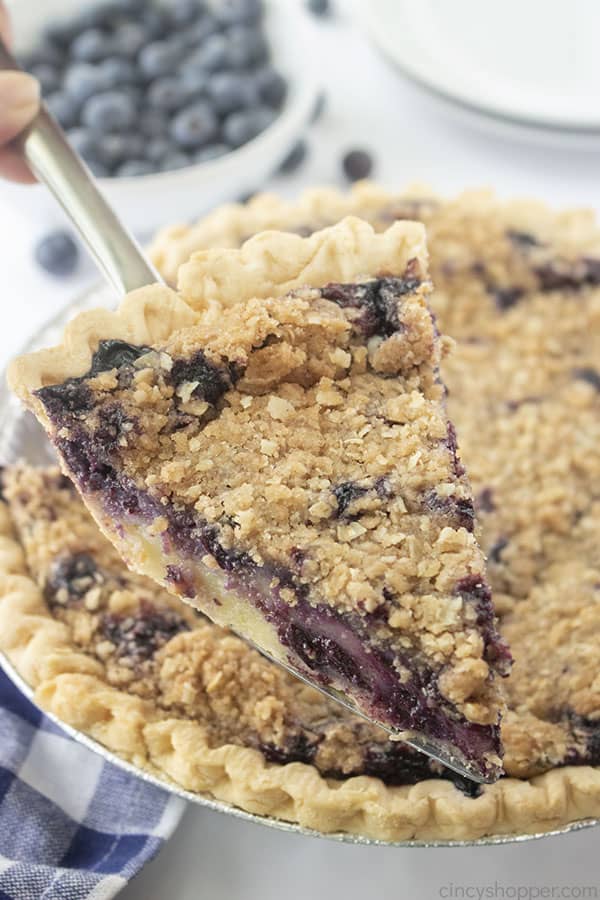 Homemade Blueberry Pie on a server