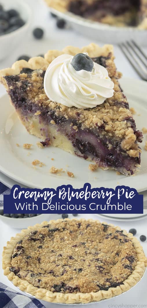 Long pin Creamy Blueberry Pie with Delicious Crumble