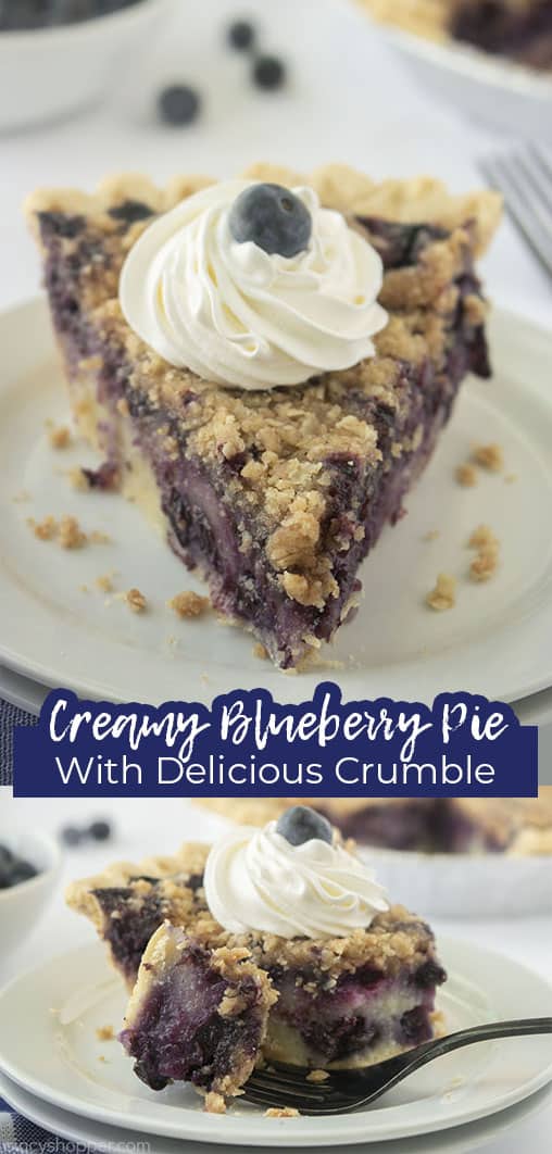 Long pin Creamy Blueberry Pie with Delicious Crumble
