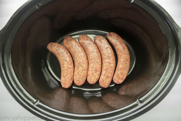 Italian sausage added to slow cooker