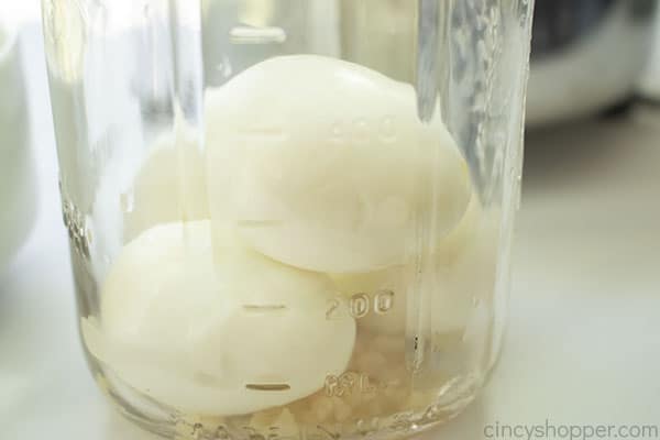 A couple of hard boiled eggs added to jar