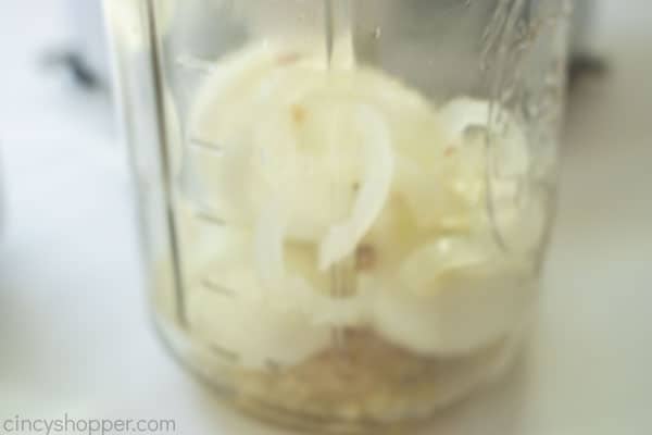 Onions added to jar