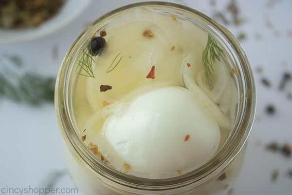 Jar with pickled eggs
