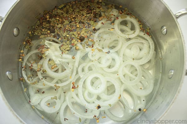 Brine ingredients in a pot